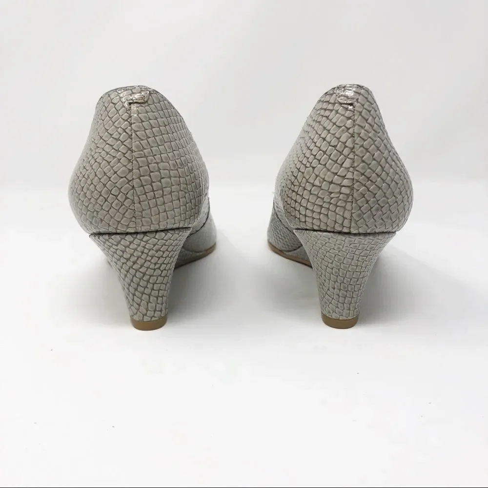 COLE HAAN | Gray Reptile Wedge Heels
